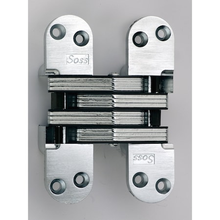 Universal Industrial Soss 1-3/8" x 5-1/2" Heavy Duty Invisible Spring Hinge for 2" Doors Satin Chrome Finish 220ICUS26D